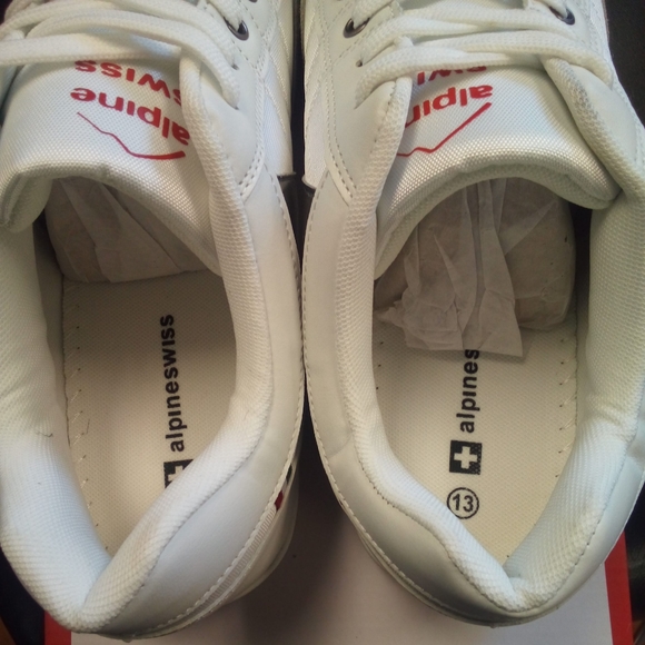NEW Alpine Swiss Mens White Stefan Suede Trim Retro Fashion Sneakers sz 13 NWB - Picture 5 of 12